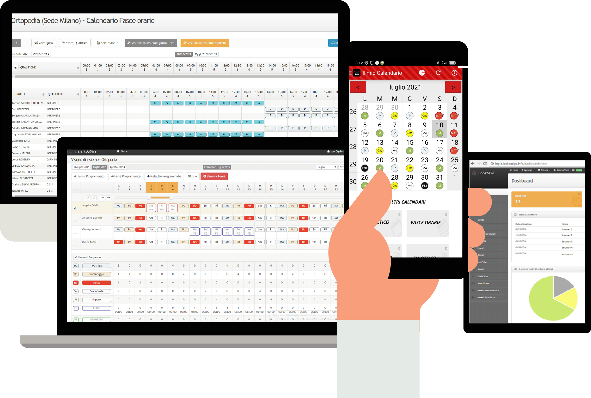 Look&Go Pianificazione turni di lavoro per pc, tablet e app per smartphone