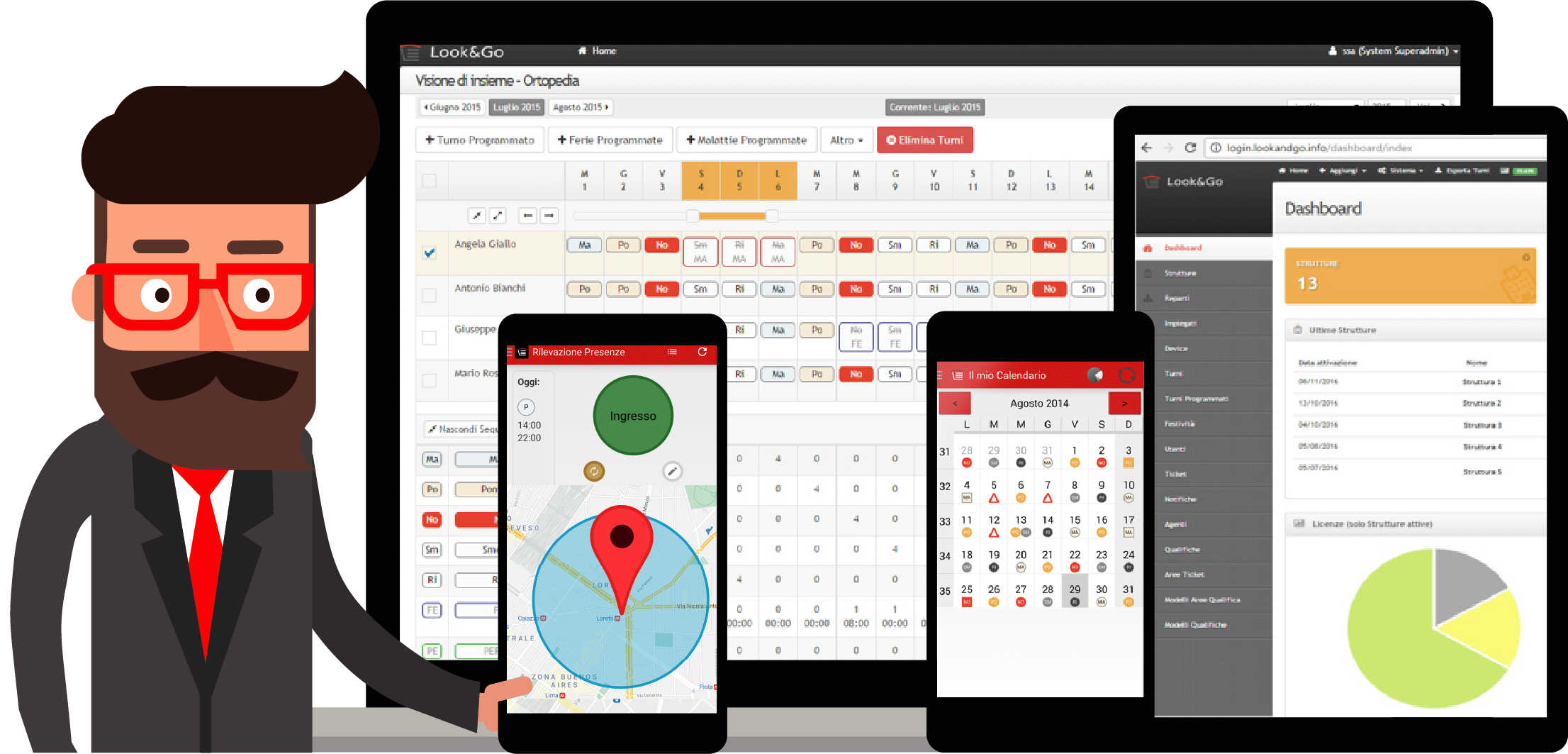 Look&Go Software pianificazione turni di lavoro e timbratura geolocalizzata